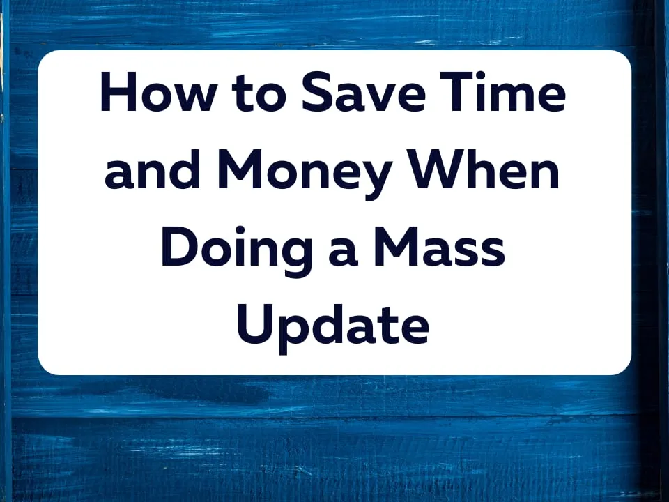How to Save Time and Money When Doing a Mass Update