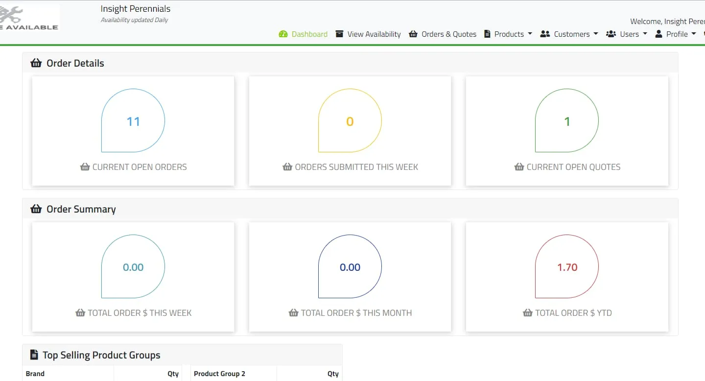 GrowerOnline dashboard
